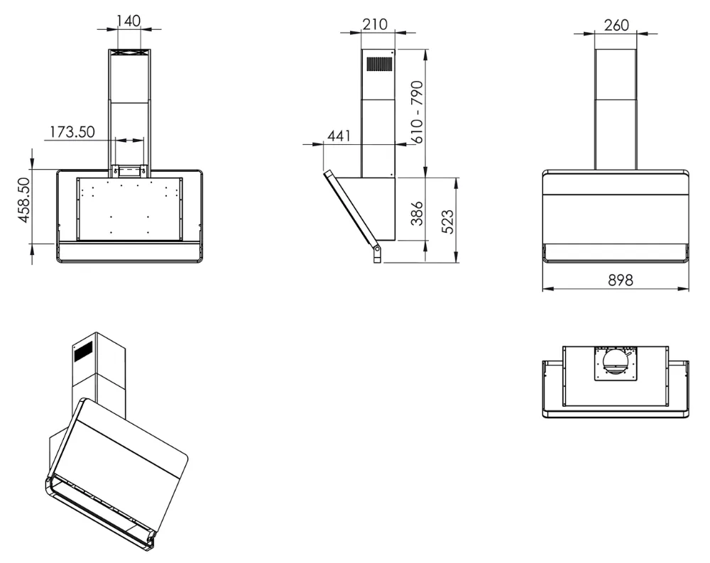 Obrázok Odsávač šikmý komínový Illumia Black (CDP9002C)