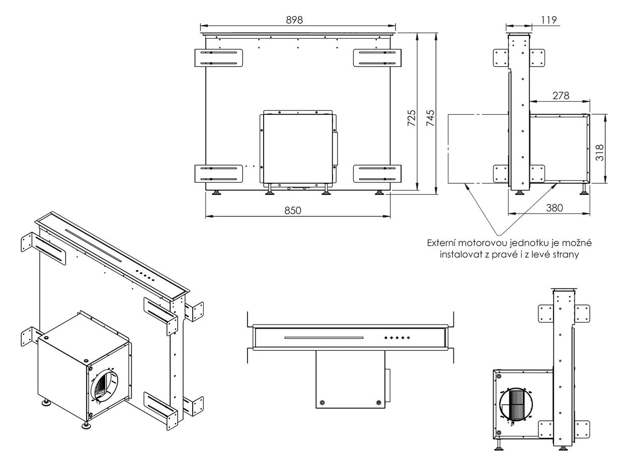 Obrázok Odsávač výsuvný z pracovnej dosky MOONDRAFT 90 Inox CDB9001IC