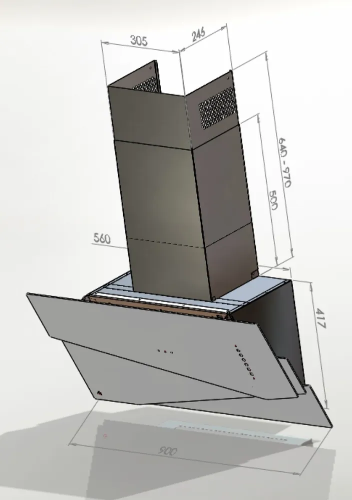 Obrázok Odsávač šikmý komínový Trio Inox (CDP9001CI)