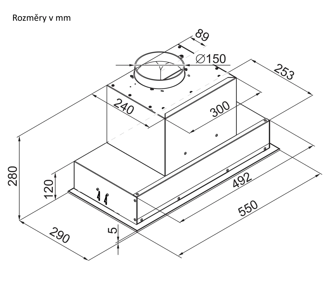 Obrázok Odsávač vstavaný do skrinky Aura 55 White (CDZ5501B)