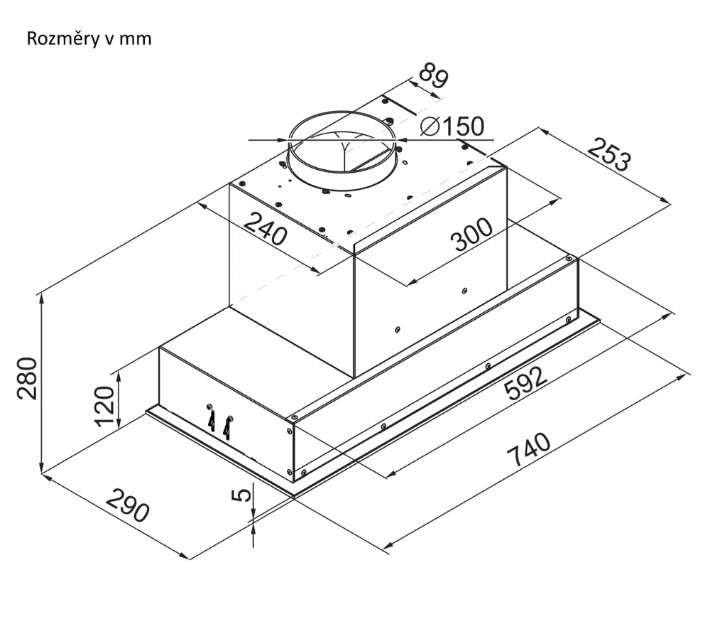 Obrázok Odsávač vstavaný do skrinky Aura 74 White (CDZ7401B)