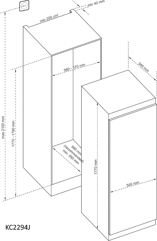 Obrázok CHLADNIČKA VSTAVANÁ KC2294J