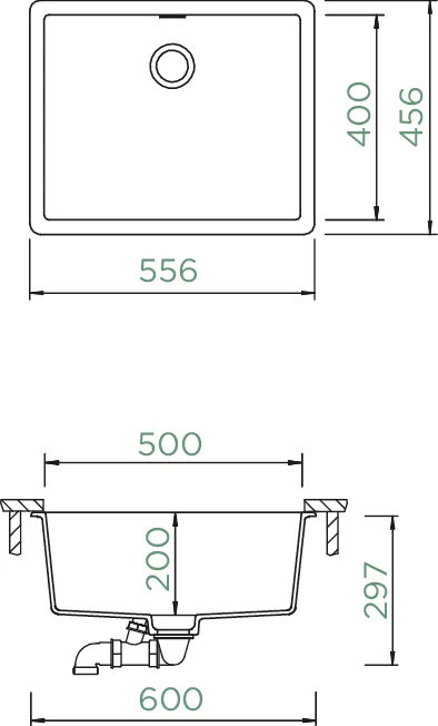 Obrázok Dřez GREENWICH N-100L Magma (do roviny)