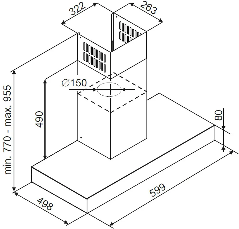 Obrázok Odsávač komínový T-Light Black 60 (CDT6002C)