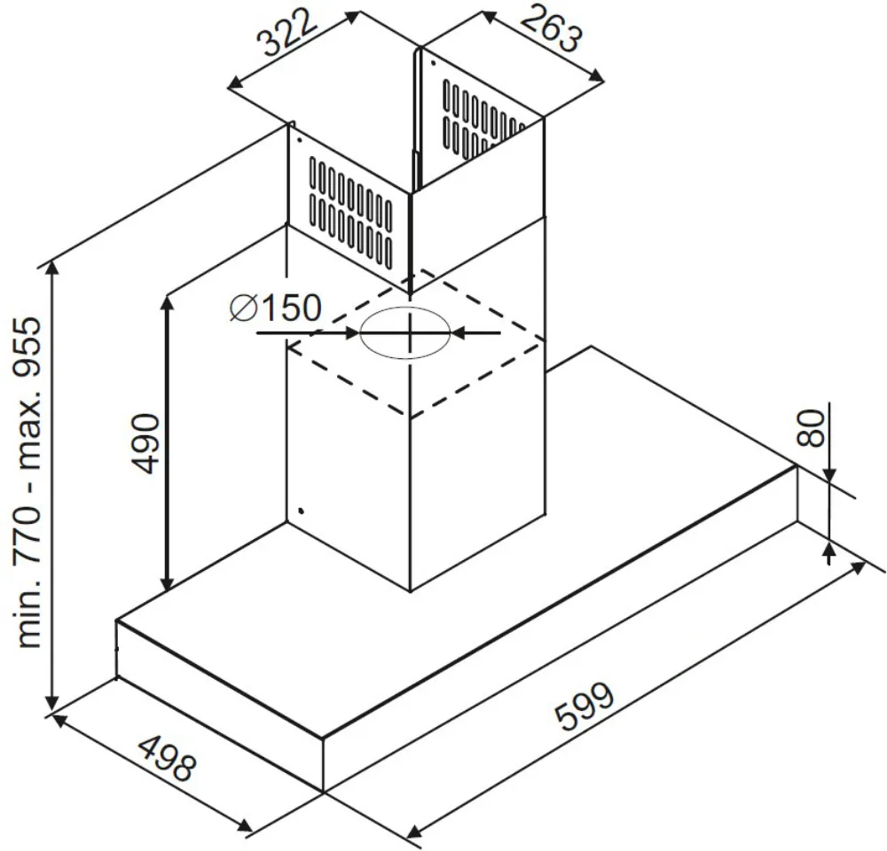 Obrázok Odsávač komínový T-Light Black 60 (CDT6002C)