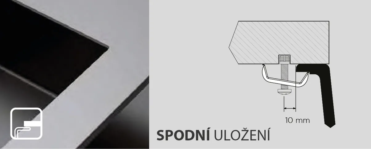 Obrázok Drez FORMHAUS D-100L ONYX Spodné uloženie