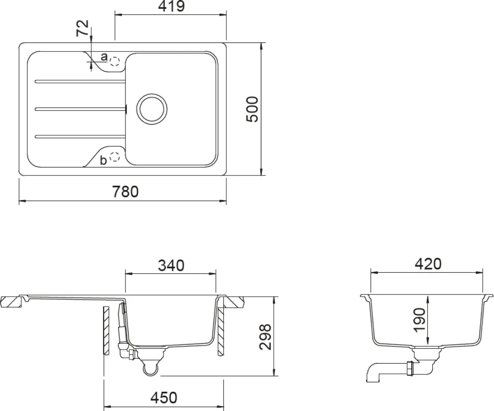 Obrázok Drez FORMHAUS D-100S CROMA Horné uloženie