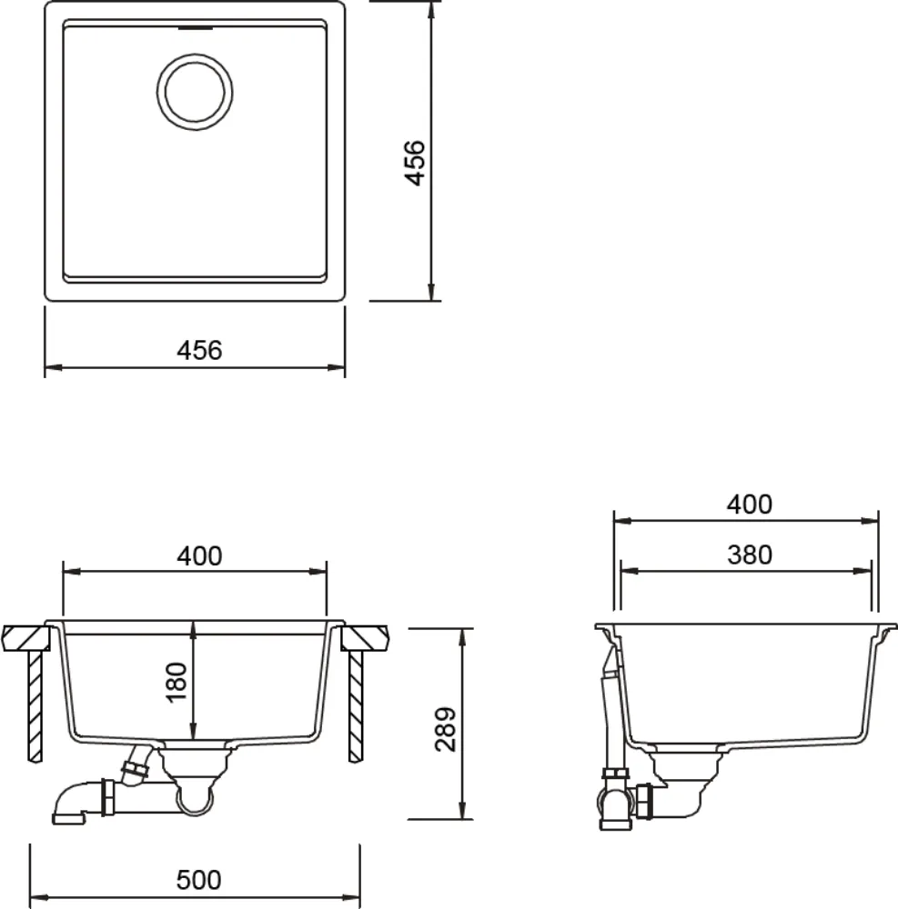 Obrázok Drez KIRUNA N-100 NIGHT Horné uloženie