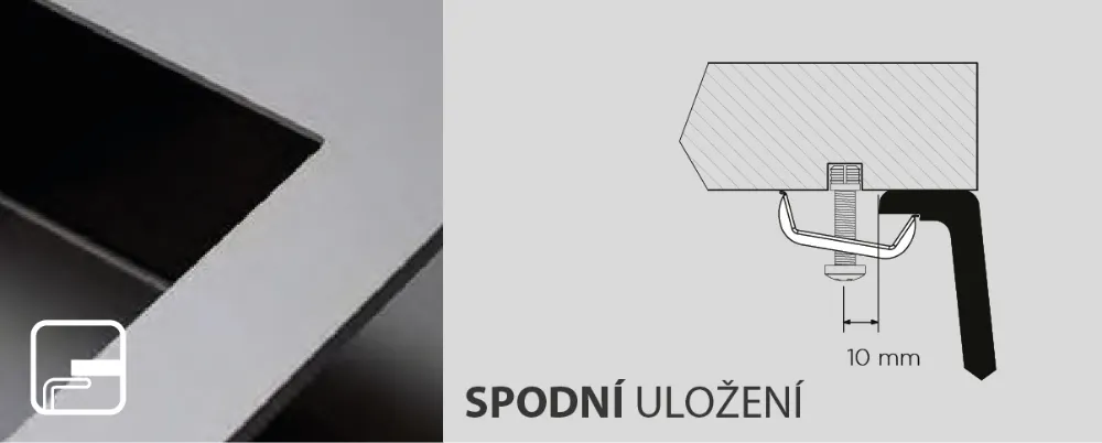 Obrázok Drez KIRUNA N-100L DAY Spodné uloženie