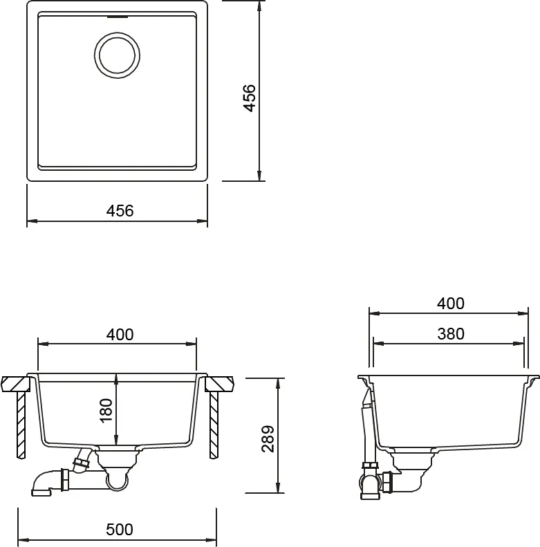 Obrázok Drez KIRUNA N-100 DUSK Spodné uloženie