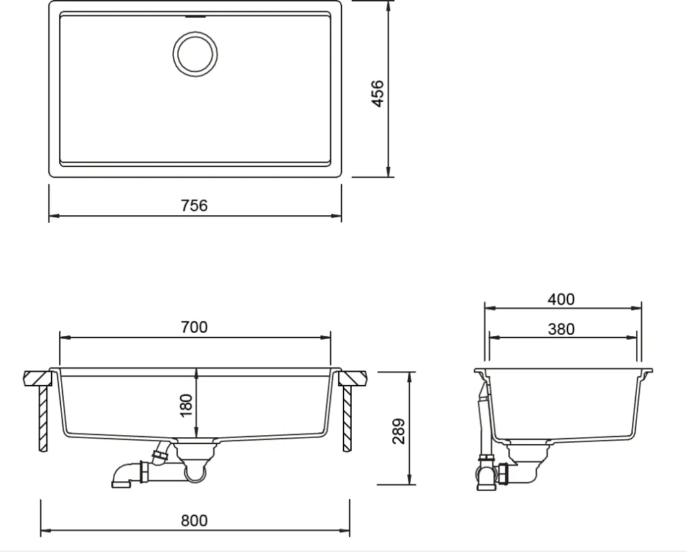 Obrázok Drez KIRUNA N-100XL DUSK Spodné uloženie