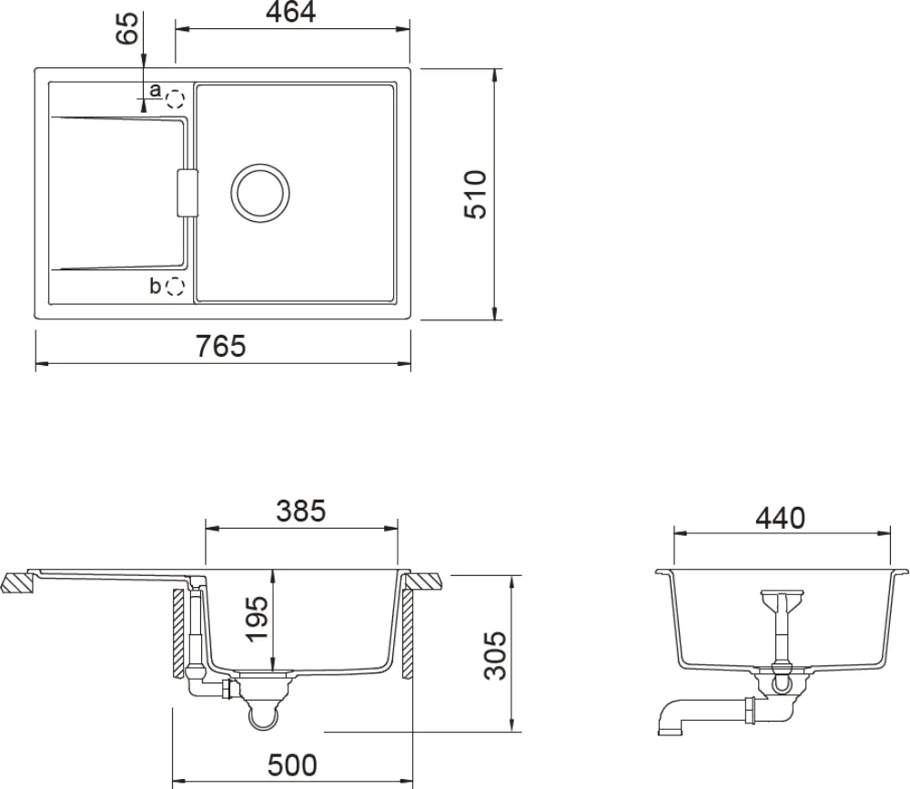 Obrázok Drez MONO D-100 DUSK Horné uloženie