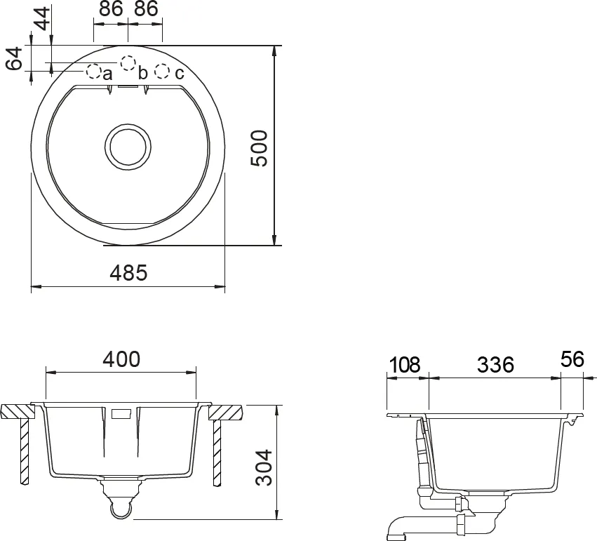 Obrázok Drez MONO R-100 DUSK Spodné uloženie