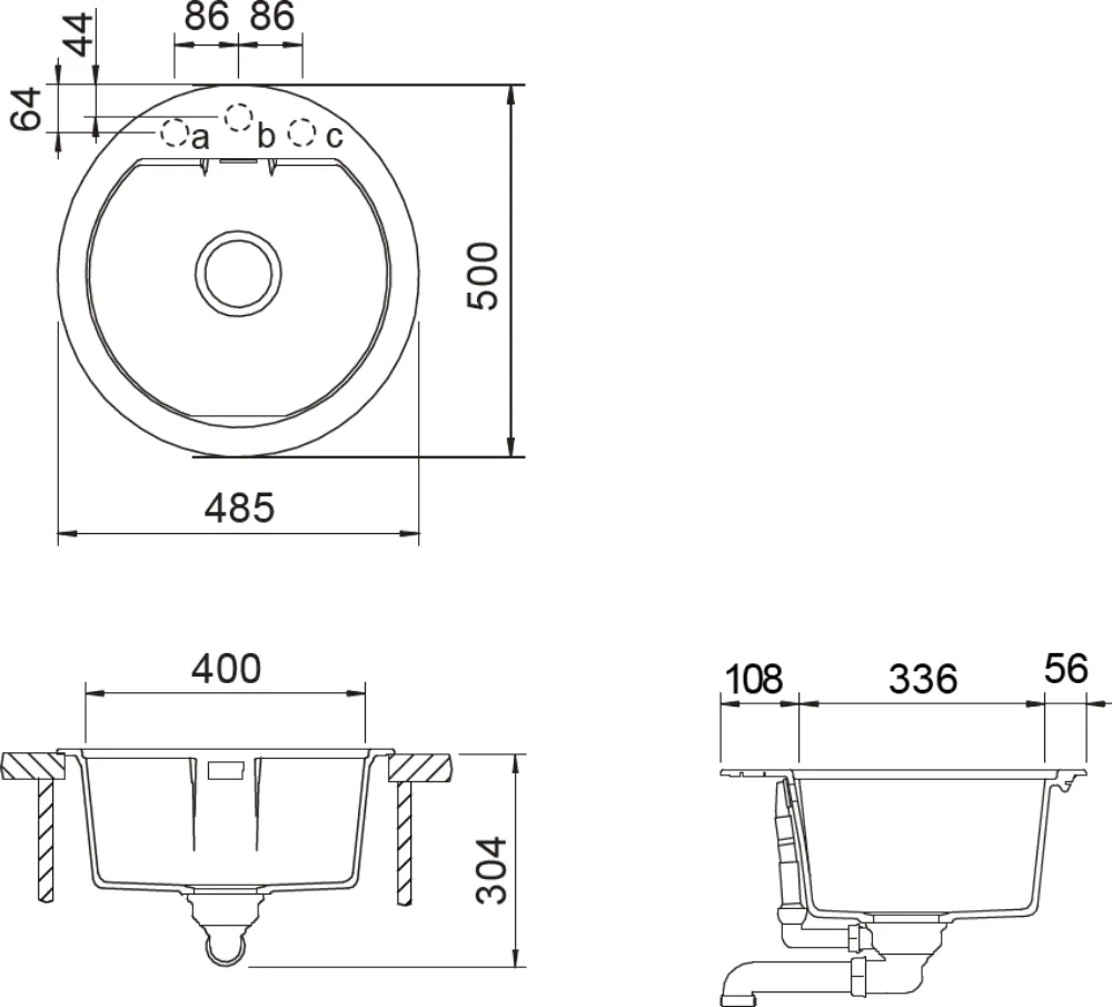 Obrázok Drez MONO R-100 DUSK Spodné uloženie