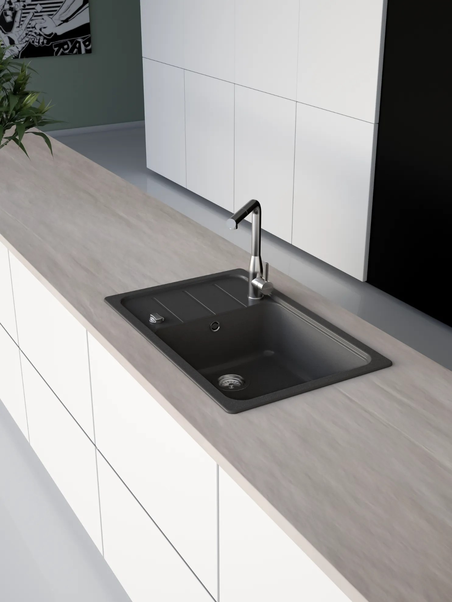 Obrázok Drez FORMHAUS D-100LS ASPHALT Spodné uloženie