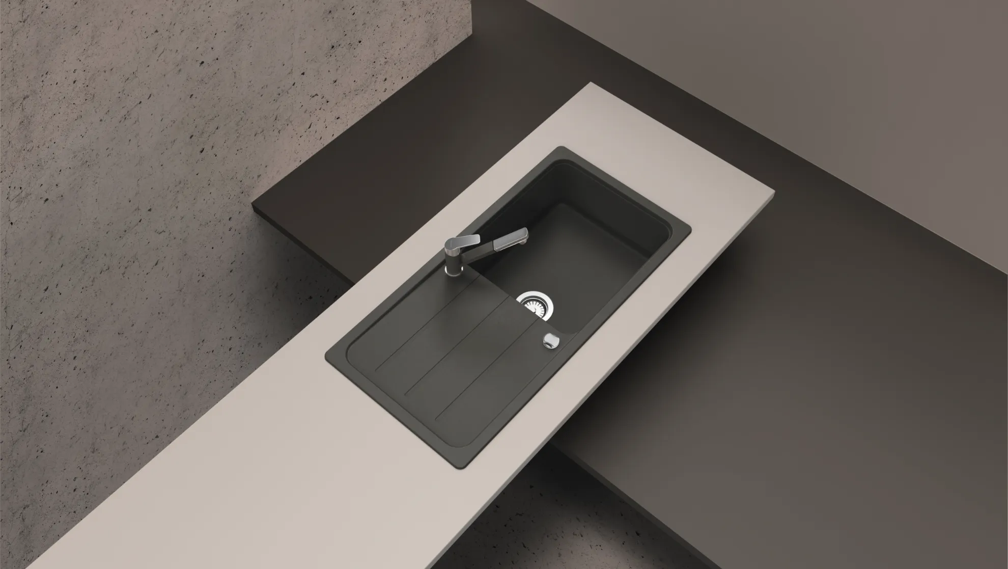 Obrázok Drez FORMHAUS D-100L NERO Spodné uloženie