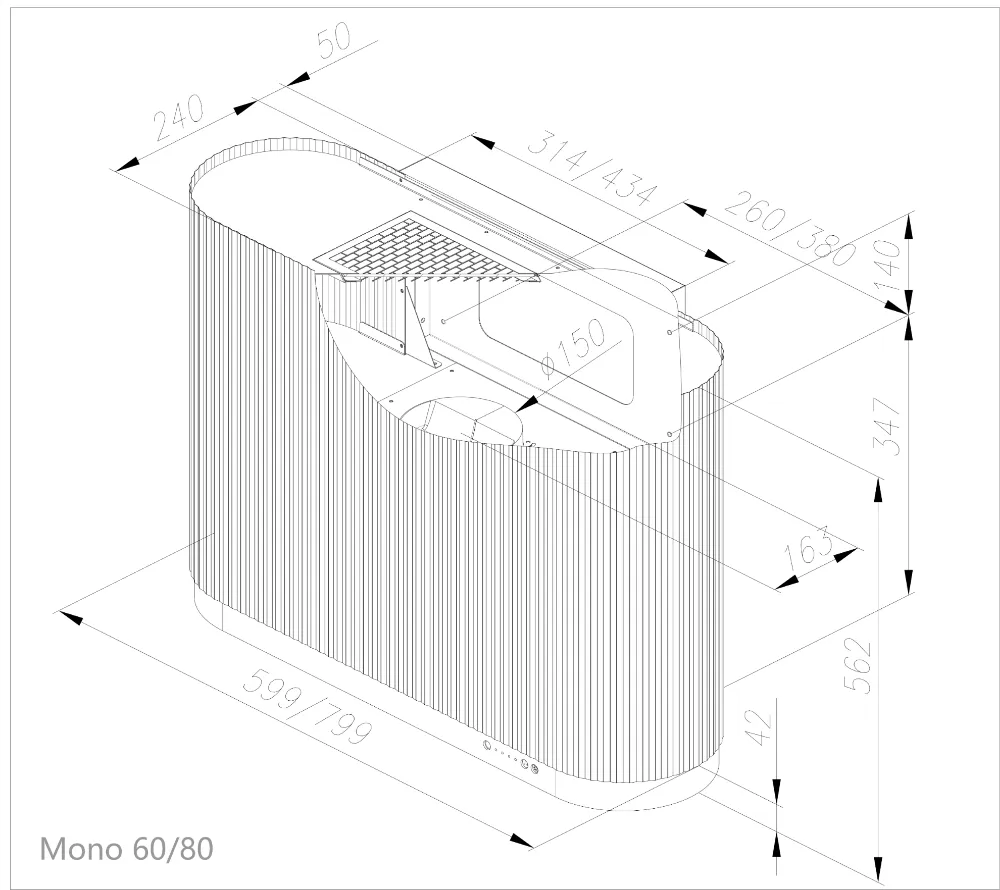 Obrázok Odsávač komínový MONO 60 Ecru CDP6003E