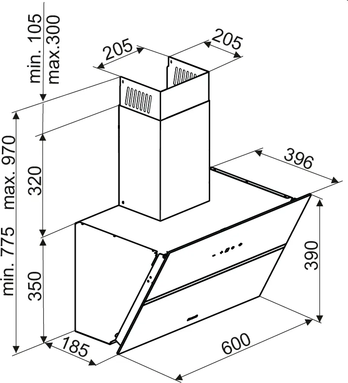 Obrázok ODSÁVAČ ŠIKMÝ KOMÍNOVÝ BHV2673XB