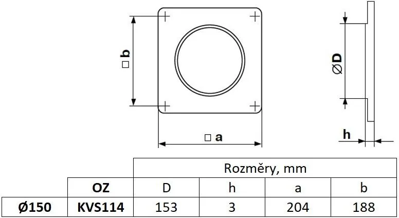 Obrázok Príruba nástenná fi 150 mm, biela