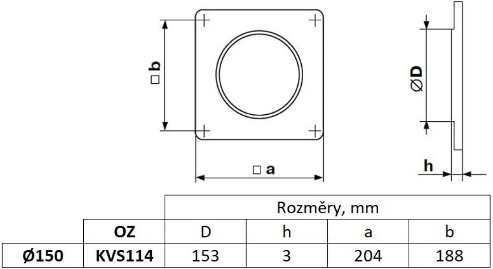 Obrázok Príruba nástenná fi 150 mm, biela