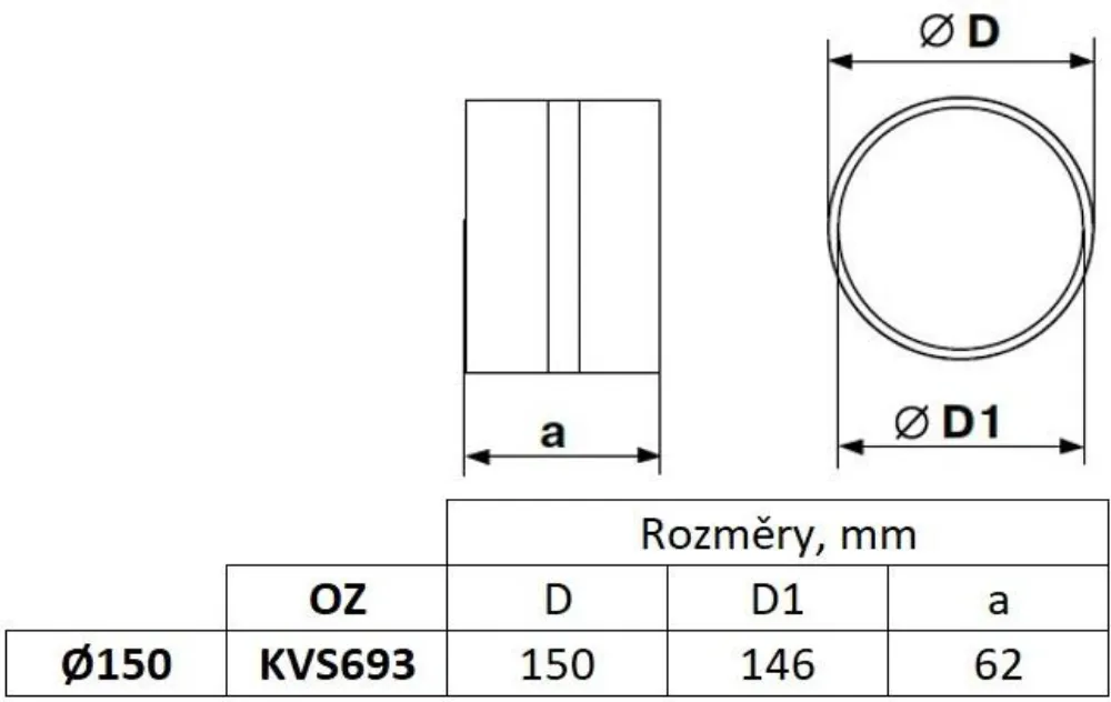 Obrázok Spojka, kanál okrúhly fi 150 mm