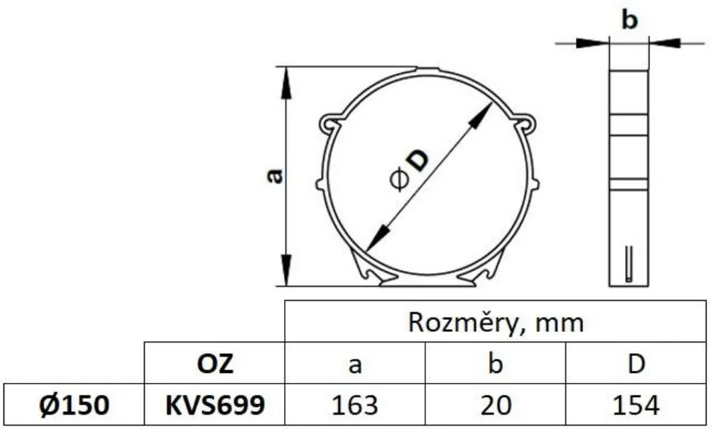 Obrázok Upevňovacia konzola pre kruhové potrubie 150 mm, biela