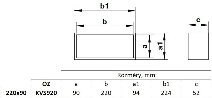 Obrázok Spojka, kanál plochý 220x90 mm, biely