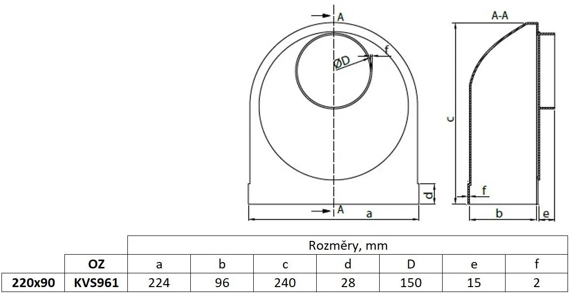 Obrázok Spojovacie koleno, redukcia, kanál plochý 220x90/fi 150 mm, biele