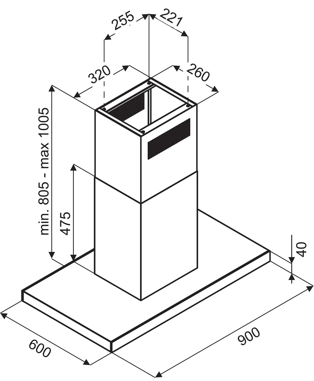 Obrázok ODSÁVAČ OSTROVČEKOVÝ KOI9213BLGH
