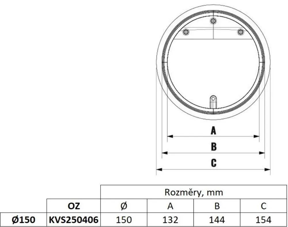 Obrázok Kruhová vodorovná pachutesná klapka s magnetom 150 mm pre odsávače