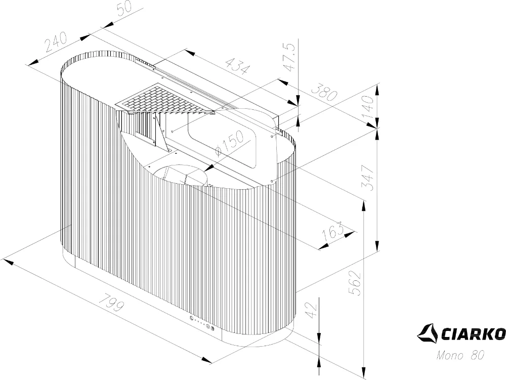 Obrázok Odsávač komínový MONO 80 White CDP8001W