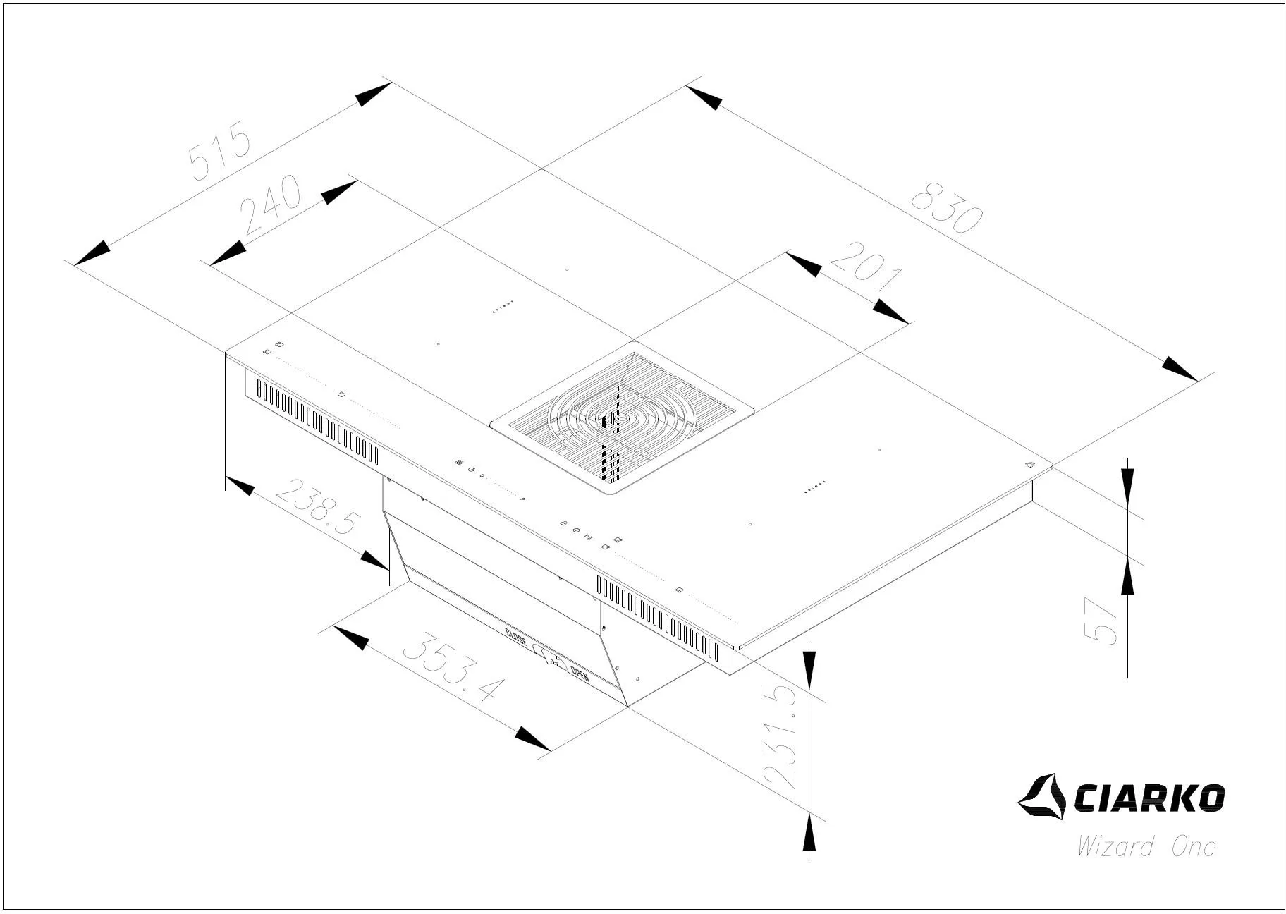 Obrázok INDUKČNÁ DOSKA S INTEGROVANÝM ODSÁVAČOM WIZARD ONE CDB8301C