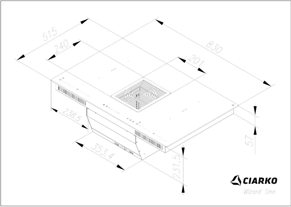 Obrázok INDUKČNÁ DOSKA S INTEGROVANÝM ODSÁVAČOM WIZARD ONE CDB8301C