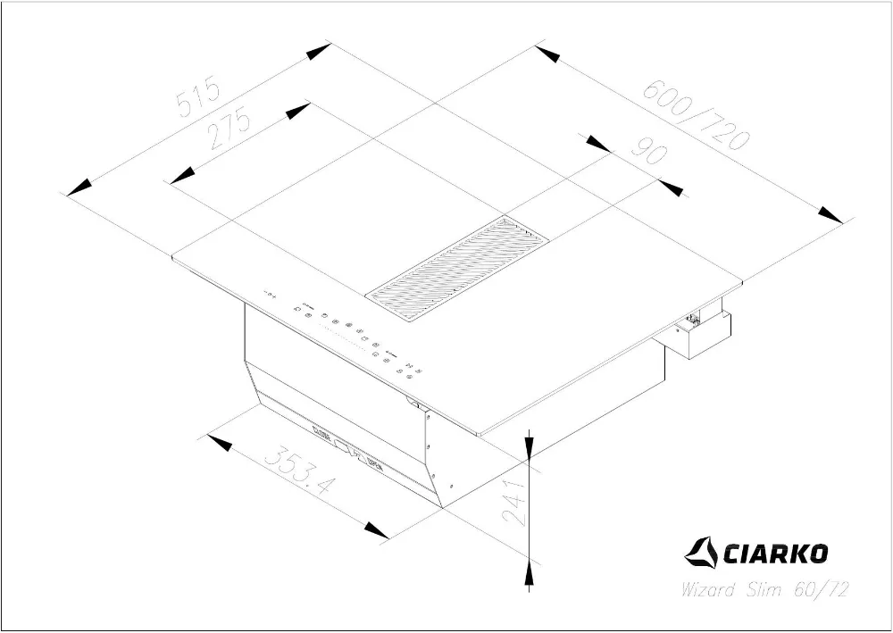 Obrázok INDUKČNÁ DOSKA S INTEGROVANÝM ODSÁVAČOM WIZARD SLIM 72 CDB7201C