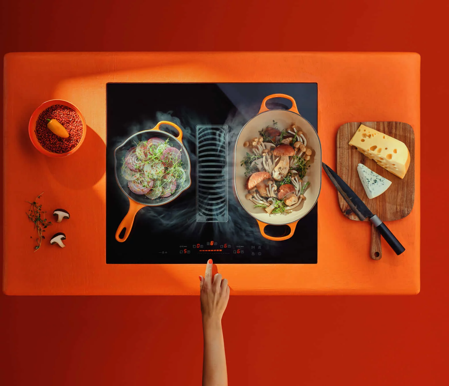 Obrázok INDUKČNÁ DOSKA S INTEGROVANÝM ODSÁVAČOM WIZARD SLIM 72 CDB7201C