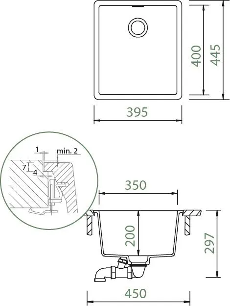 Obrázok Dřez GREENWICH N-100S Bronze (do roviny)