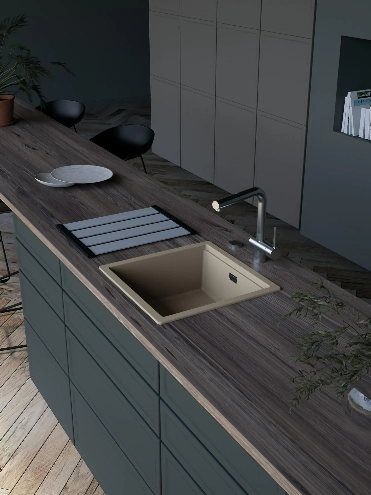 Obrázok Dřez KIRUNA N-100 AllBlack Night Horní uložení