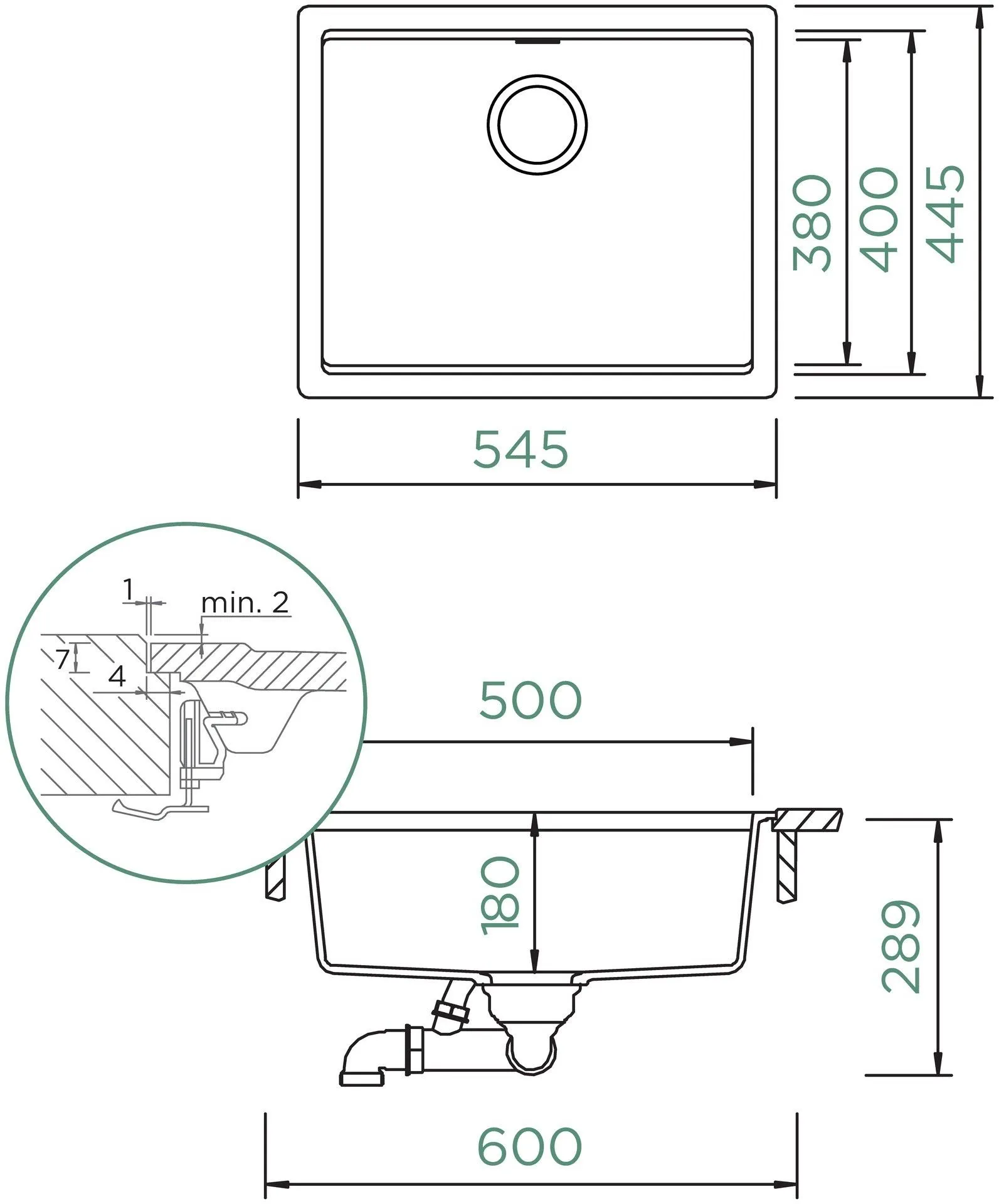 Obrázok Dřez KIRUNA N-100L AllBlack Night Uložení do roviny