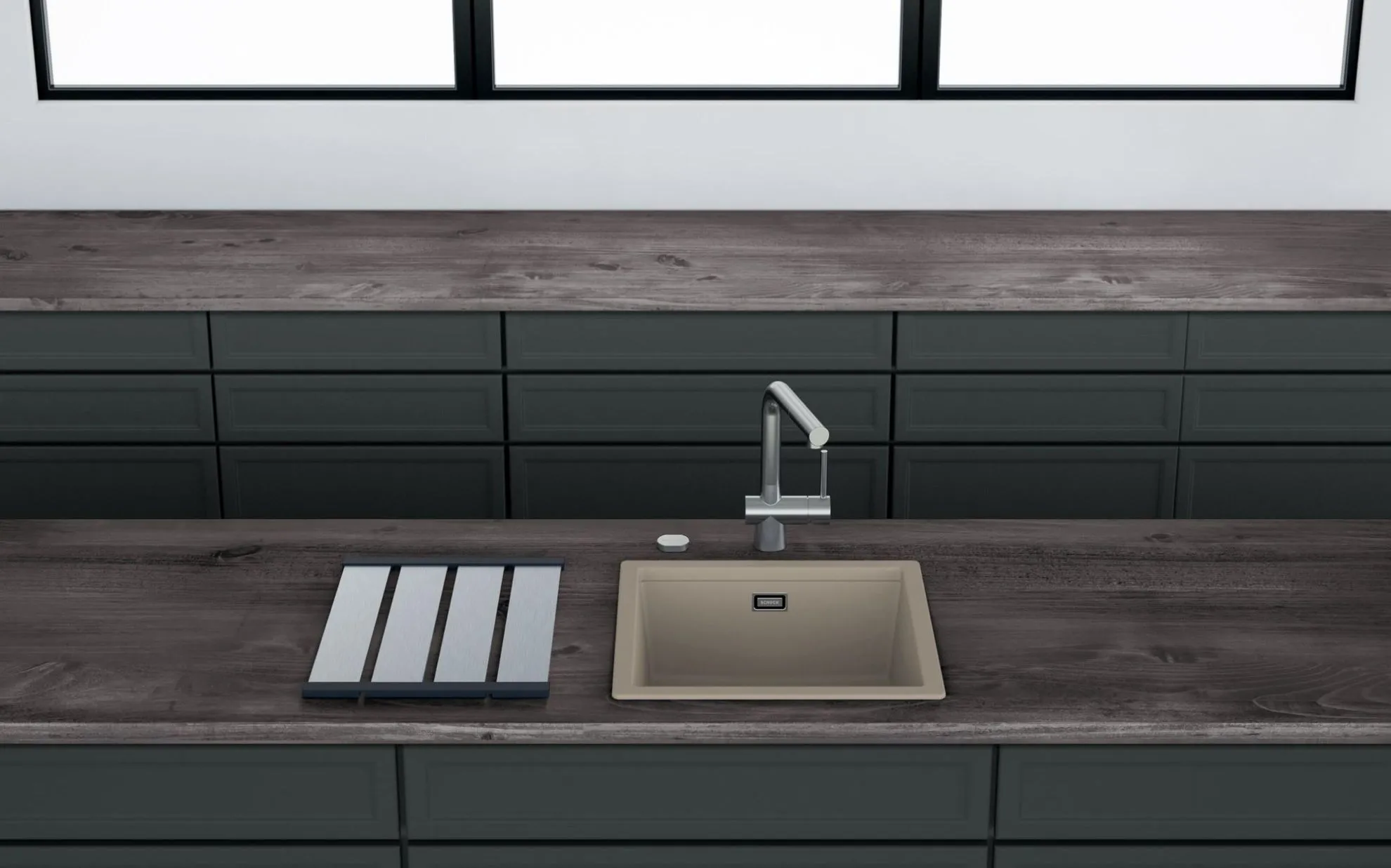 Obrázok Dřez KIRUNA N-100 AllBlack Night Spodní uložení