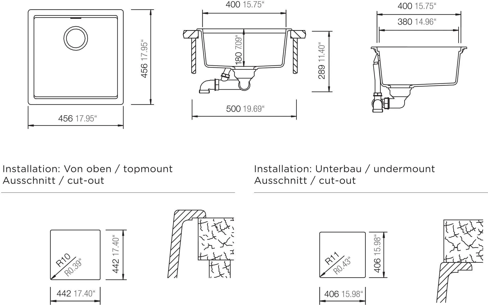 Obrázok Dřez KIRUNA N-100 Ivy Spodní uložení