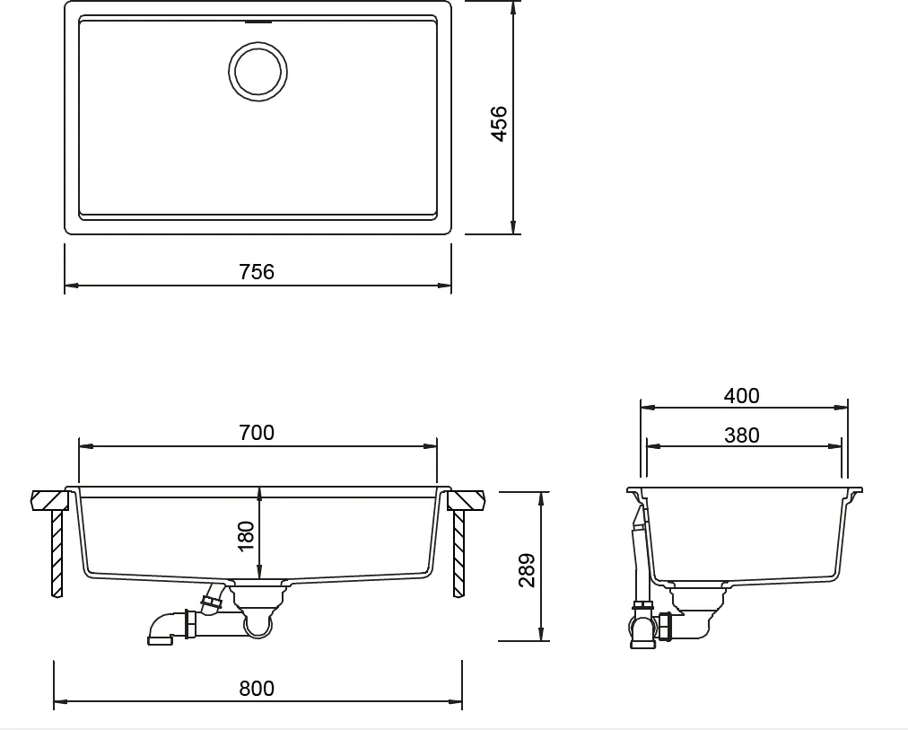 Obrázok Dřez KIRUNA N-100XL Ivy Horní uložení