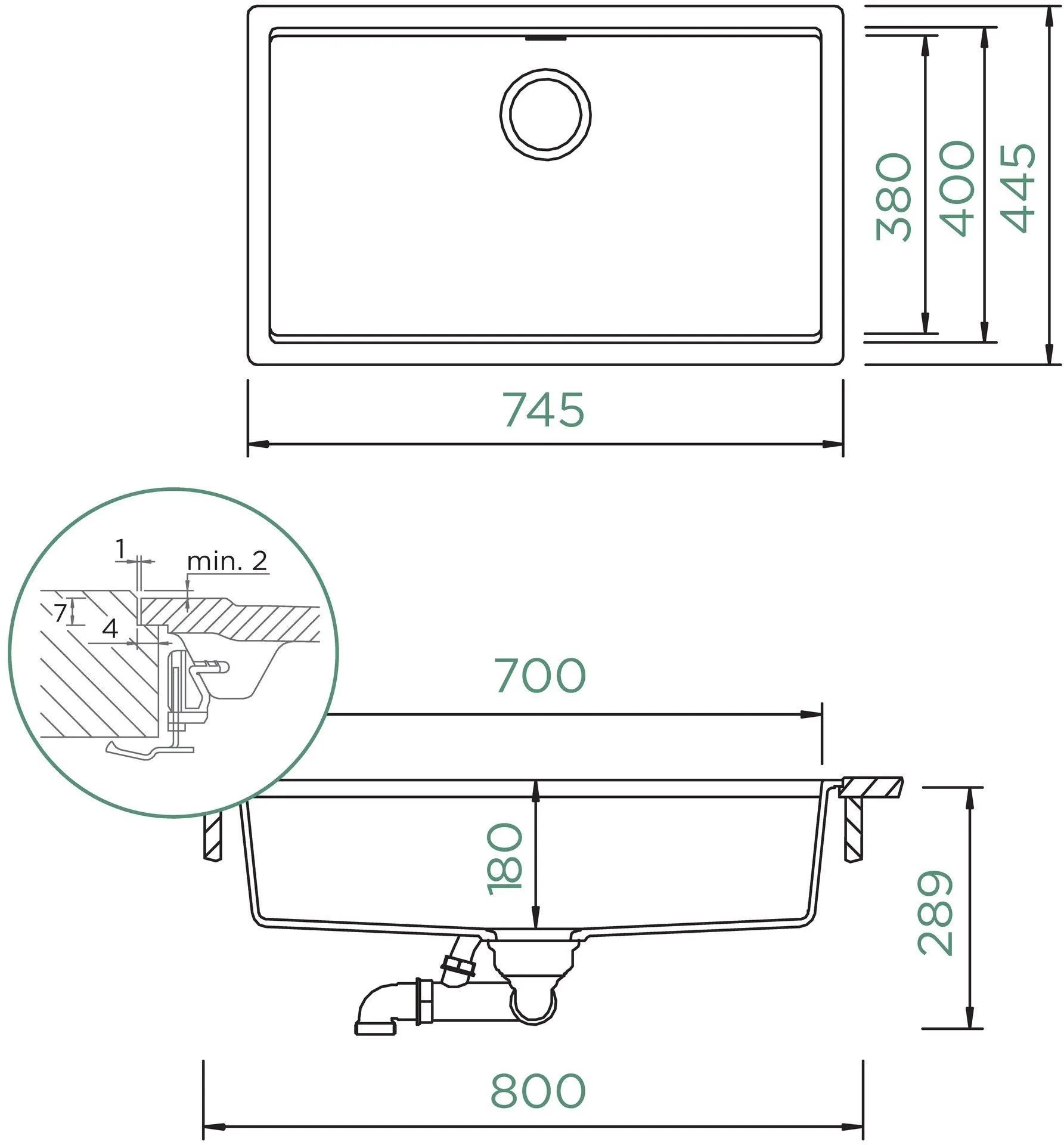 Obrázok Dřez KIRUNA N-100XL Ivy Uložení do roviny