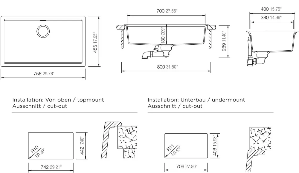 Obrázok Dřez KIRUNA N-100XL AllBlack Night Spodní uložení