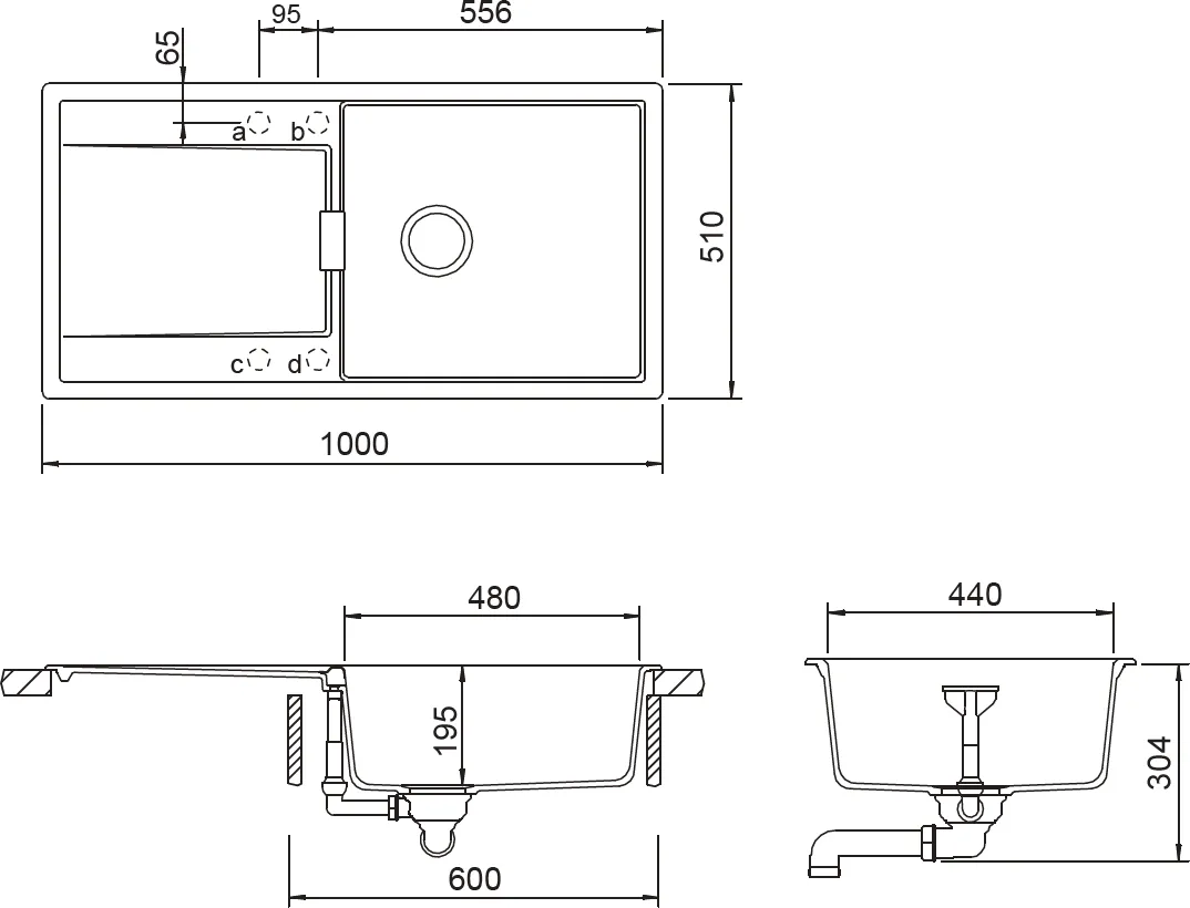 Obrázok Dřez MONO D-100L Berry Horní uložení