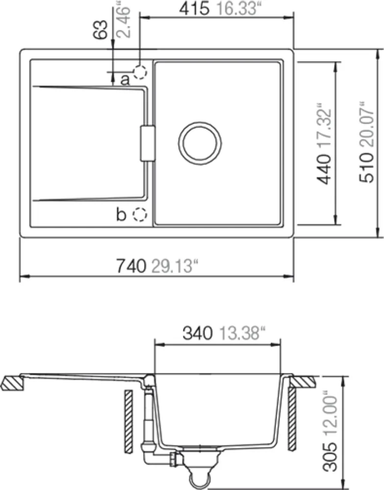 Obrázok Dřez MONO D-100S Ivy Horní uložení