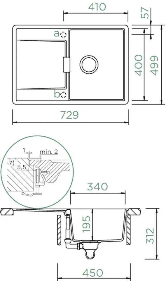Obrázok Dřez MONO D-100S Magma Uložení do roviny