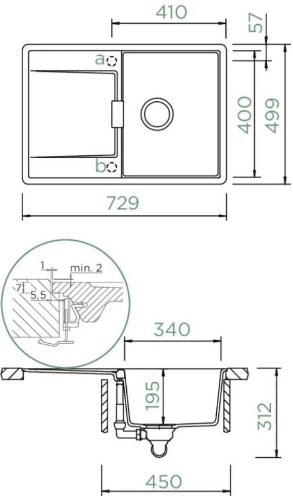 Obrázok Dřez MONO D-100S Magma Uložení do roviny