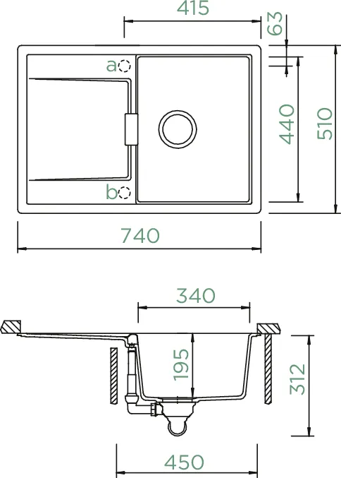 Obrázok Dřez MONO D-100S Berry Spodní uložení