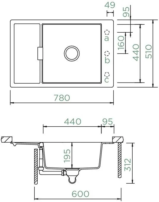 Obrázok Dřez MONO D-100XS Berry Spodní uložení