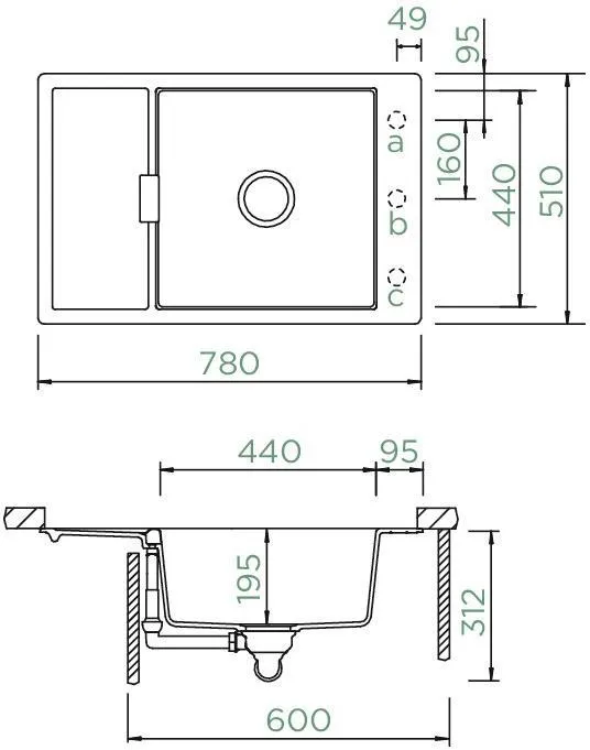 Obrázok Dřez MONO D-100XS Ivy Spodní uložení